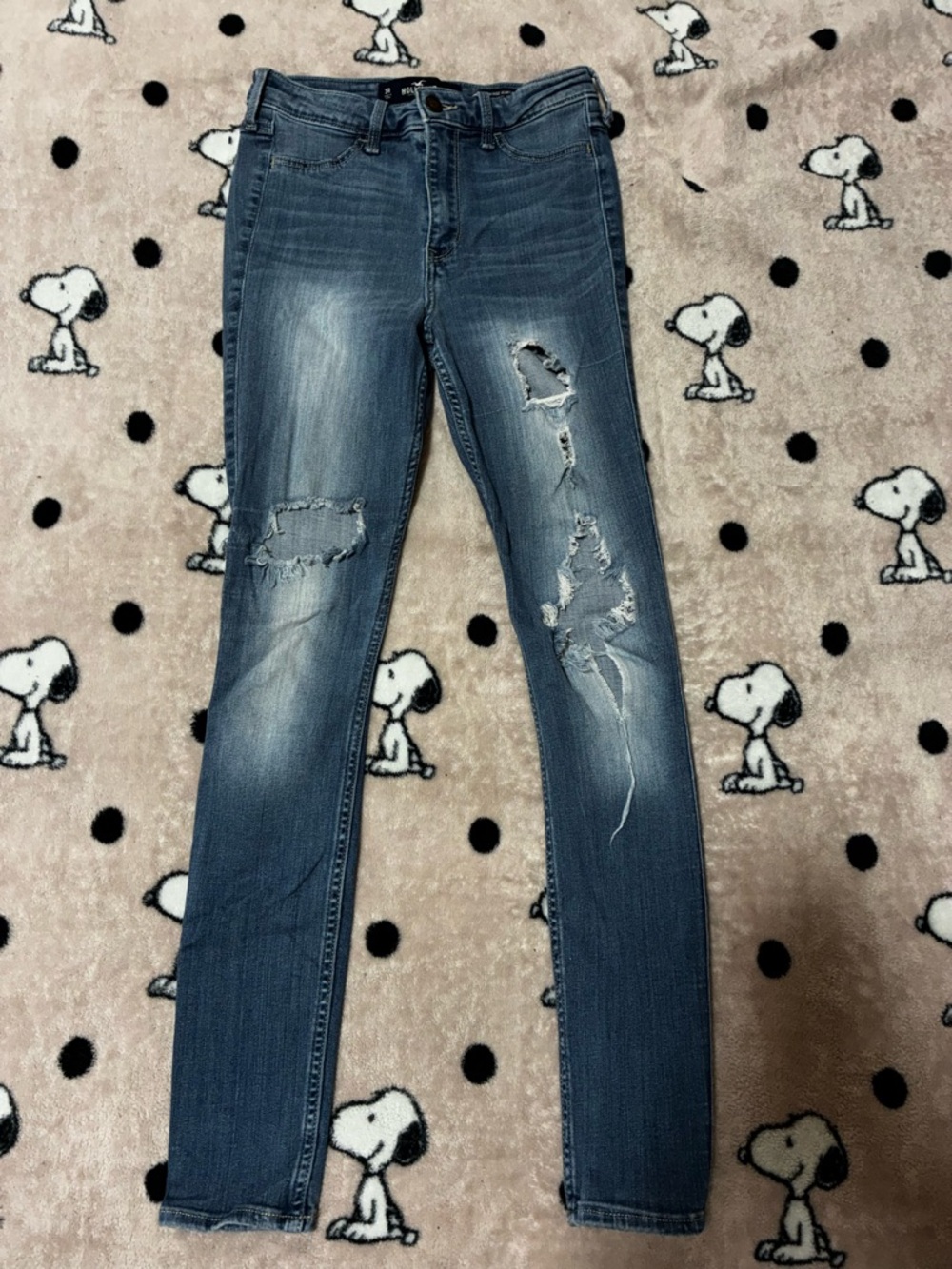Hollister Ripped Skinny Jeans in Faded Blue